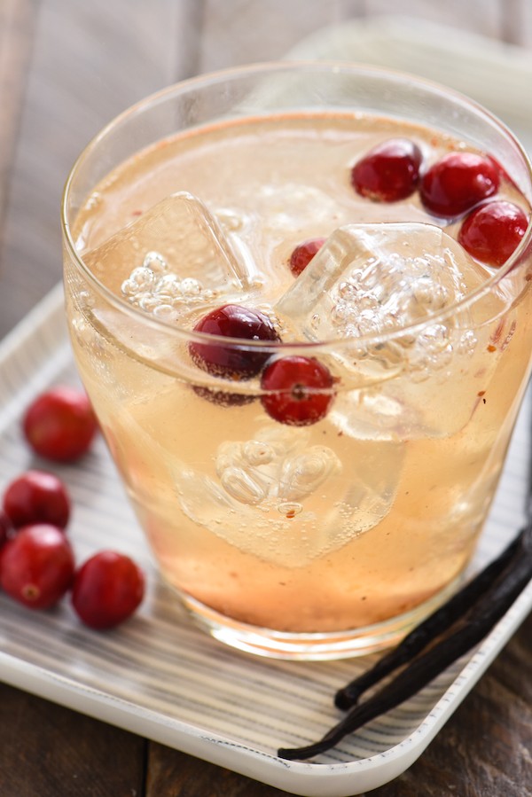 Cranberry Vanilla Gin Spritzer - Embrace autumn flavors with this refreshing, bubbly gin cocktail. Can also be made with vodka! | foxeslovelemons.com