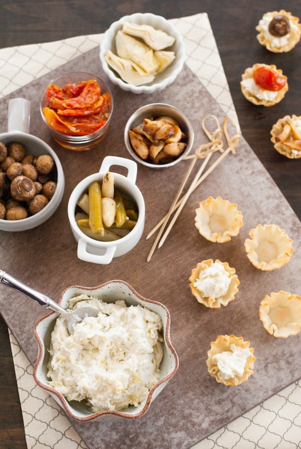 DIY Phyllo Cup Appetizer Bar - A fun spread of party bites that lets your grocery store do ALL the work! | foxeslovelemons.com