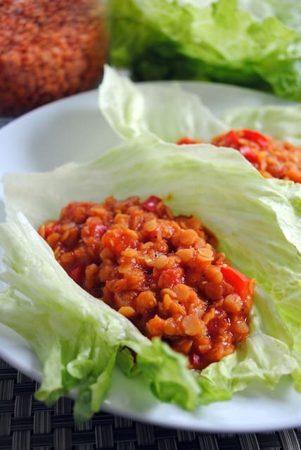 Vegetarian Lentil Sloppy Joe Lettuce wraps - simple, healthy, and delicious! | foxeslovelemons.com