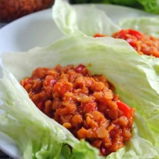 Vegetarian Lentil Sloppy Joe Lettuce wraps - simple, healthy, and delicious! | foxeslovelemons.com