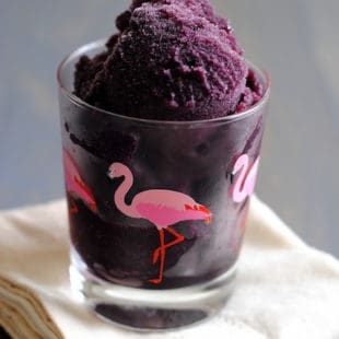 Mulberry-Ginger Sorbet - a refreshing summer dessert that uses the free berries growing in your yard! Can also be made with blackberries. | foxeslovelemons.com