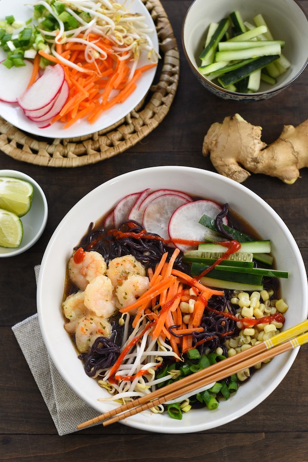 Quick-Fix Fancy Shrimp Ramen - A fun meal that can be prepped in advance, and uses a little help from the store. | foxeslovelemons.com