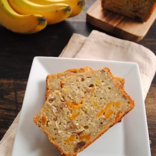 Tropical Mango Banana Bourbon Bread - a taste of Hawaii in a slice of bread! | foxeslovelemons.com